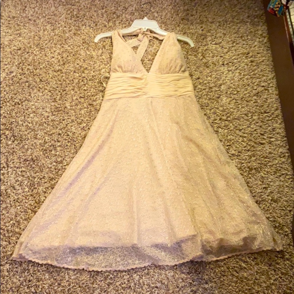 Cream Lace Halter Dress